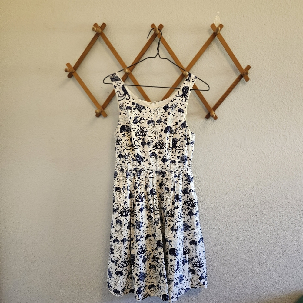 Mod Modcloth Navy + White Sea Creations Fit & Flare Dress